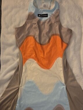 Adidas x Marimekko Wave Print Active Dress — Orange & Light Blue